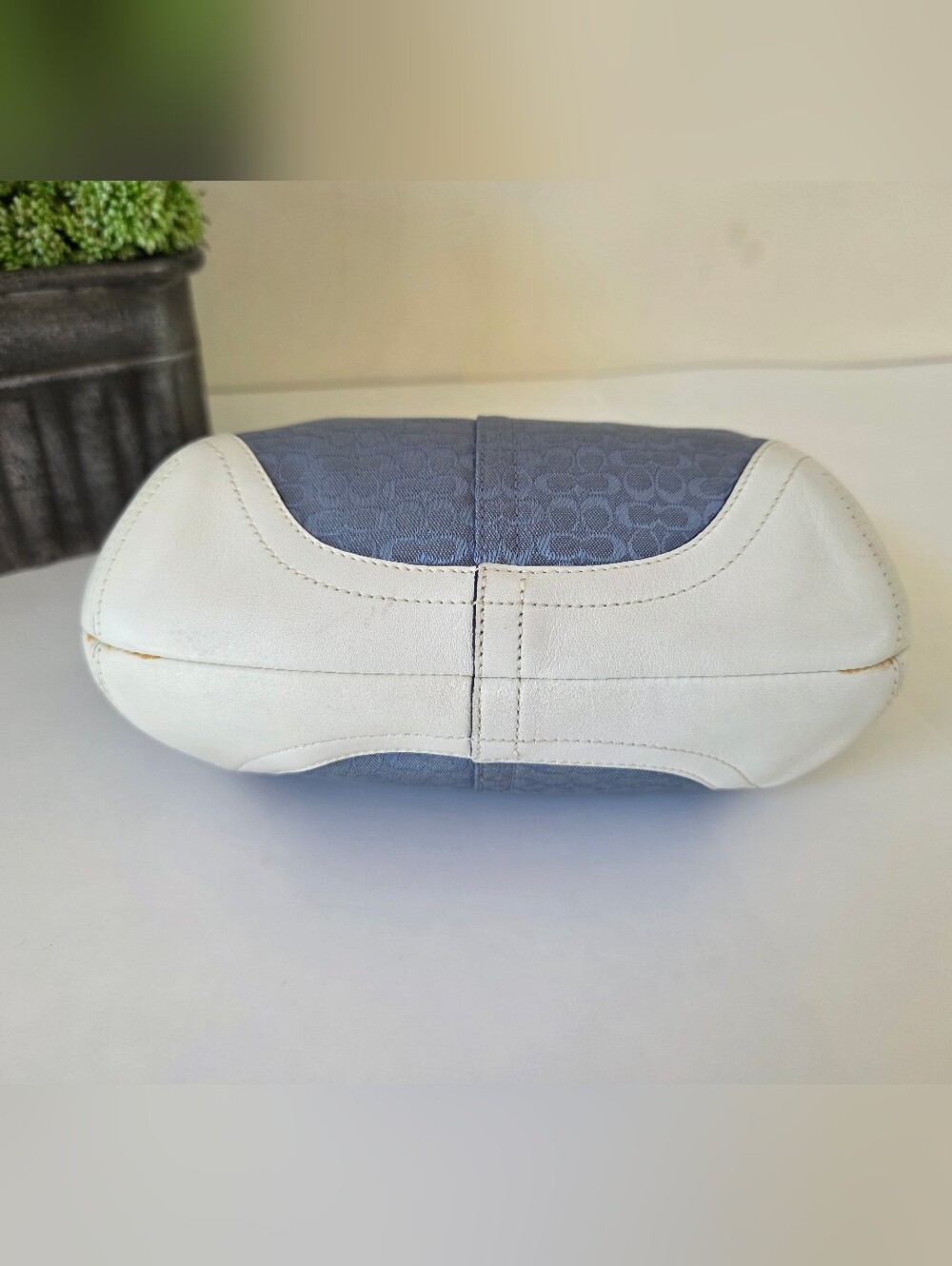 Coach Soho Signature Jacquard Hobo Shoulder Bag Denim Blue White Leather Y2K - Picture 8 of 13